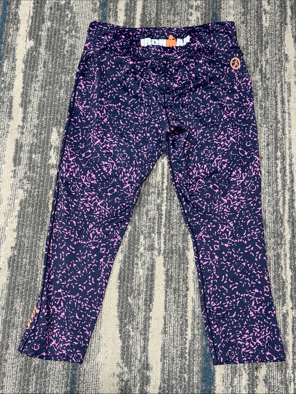 Size L Zoot Iron Man Navy & Purple Patterned Crop Leggings